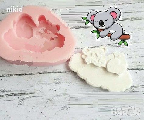 Мече Коала на облак силиконов молд пано форма фондан шоколад гипс , снимка 1