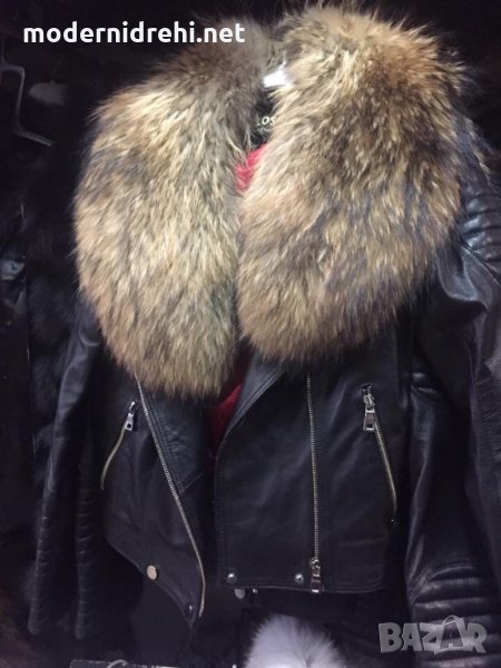 Дамско кожено яке с лисица код 16, снимка 1