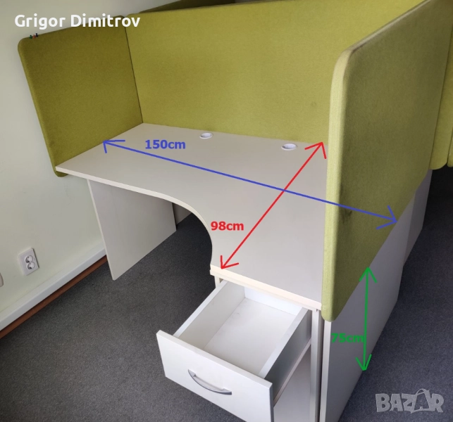 Бюро за офис Cantek 150x98x75см с чекмедже (Дълж.Шир.Вис.), снимка 1