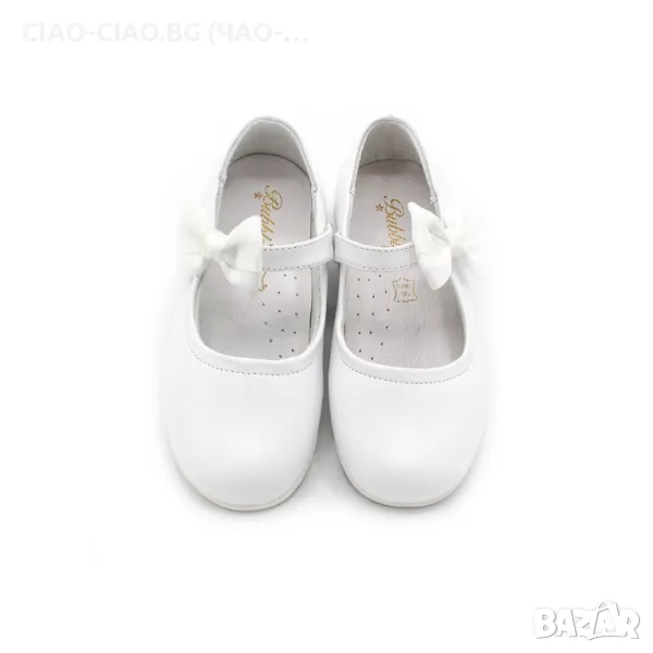 №24-32, Бели балеринки за момиче с панделка на каишката BUBBLE KIDS, снимка 1