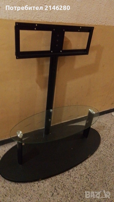 Tv стойка със стъклен рафт, снимка 1