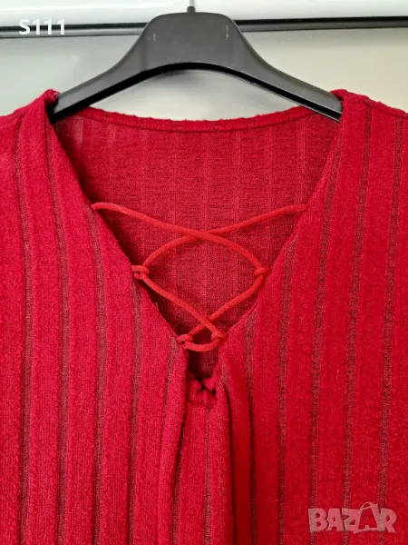 Елегантна блузка с интересно деколте, налична в бордо и светло синьо, снимка 1