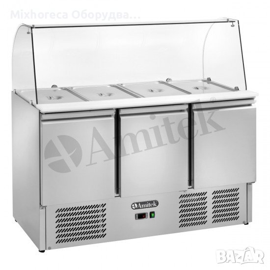 Саладет за 4 GN 1/1 с надстройка - 3 врати - 1365 х 700 х 1300 мм, снимка 1