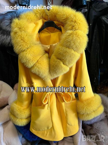 Дамско луксозно палто кашмир вълна и лисица код 311, снимка 1
