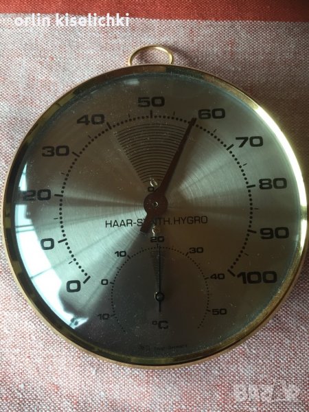 Месинг- Хидро метър влгометър и термометър, снимка 1