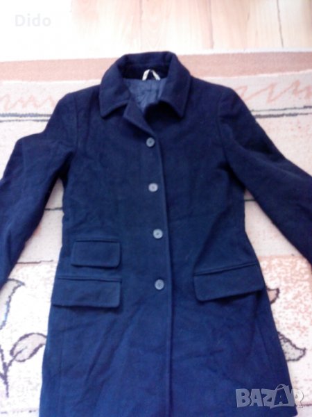 Черно палто с подарък яка, снимка 1