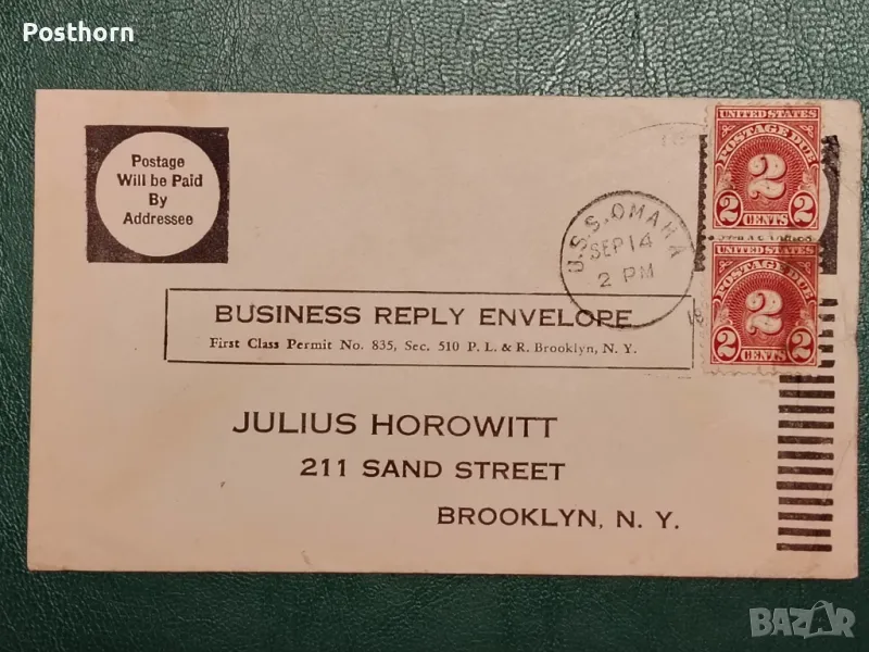 1930 САЩ Корабна поща с печата на U.S.S Omaha , снимка 1