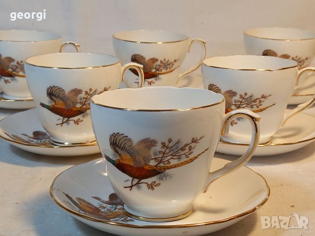 Шест двойни сета за чай английски фин костен порцелан , снимка 1 - Чаши - 40409406