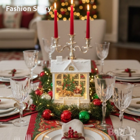 Снежна Коледна къщичка с Дядо Коледа – Идеален празничен акцент, снимка 3 - Декорация за дома - 52632055