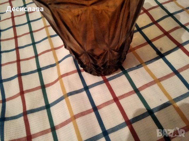 Ретро ваза от кафяв кристал, снимка 3 - Вази - 38541869