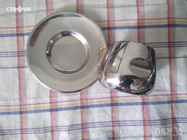 Предлага 10 комплекта метални чаши с чинийки на Артдизайн , снимка 4 - Чаши - 52225869