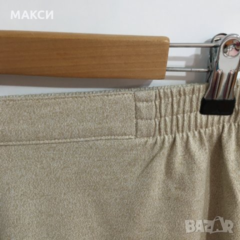 Марков макси еластичен 3/4 панталон с леки цепки долу в бежово, снимка 4 - Панталони - 32402493