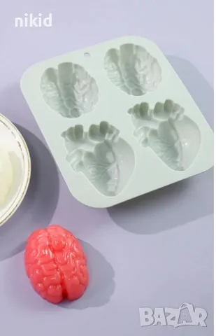 Човешко сърце мозък орган Хелоуин Halloween силиконов молд фондан шоколад гипс сапун желе, снимка 2 - Форми - 47357125