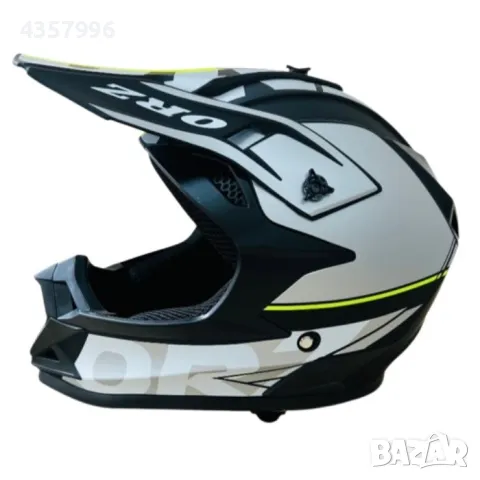 Кросова каска черна с неон и сив, За мотор, Атв, Велосипед, S, M