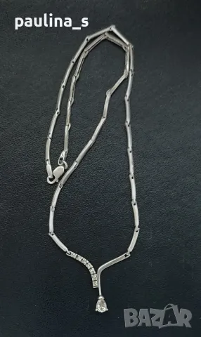 Винтидж / Разкошно сребърно колие тип чокър с циркони / проба 925 , снимка 4 - Колиета, медальони, синджири - 48627787