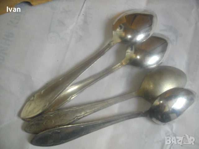 4 броя НОВИ БЪЛГАРСКИ СОЦ ЛЪЖИЦИ ГОЛЕМИ КАЛАЙДИСАНИ 1973 година, снимка 14 - Прибори за хранене, готвене и сервиране - 50967531