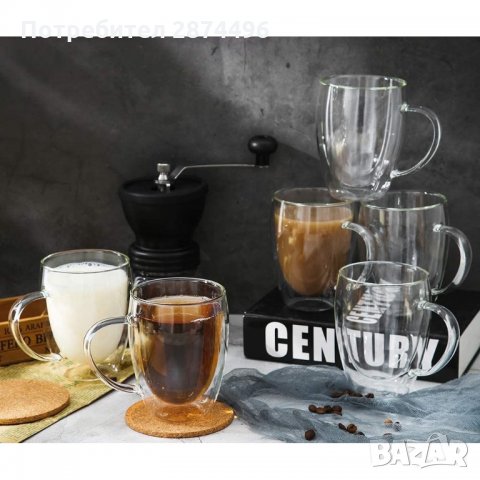 2963 Чаша от двустенно стъкло за топли, студени напитки, снимка 10 - Чаши - 35356468