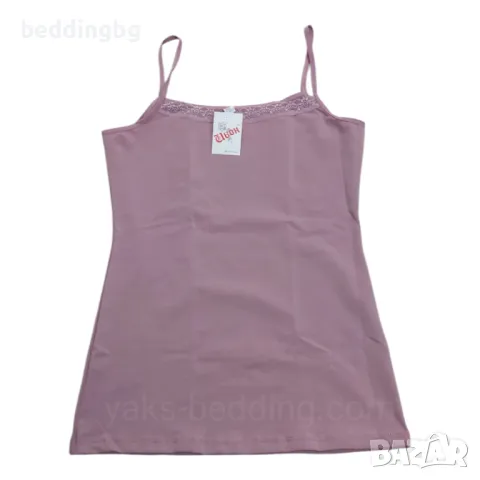 Дамски потник пепел от рози ИВОН с тънка презрамка и дантела | Размери S-2XL, снимка 2 - Бельо - 48582434