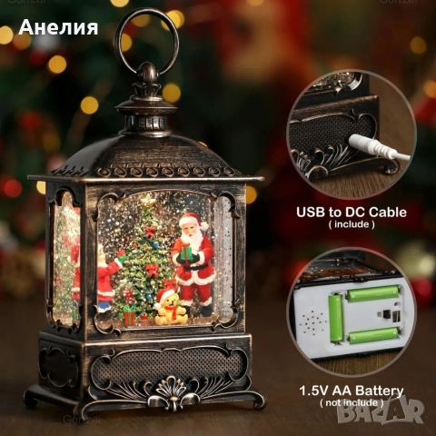 Коледен фенер Led светлина, музика и таймер, снимка 4 - Декорация за дома - 52830813