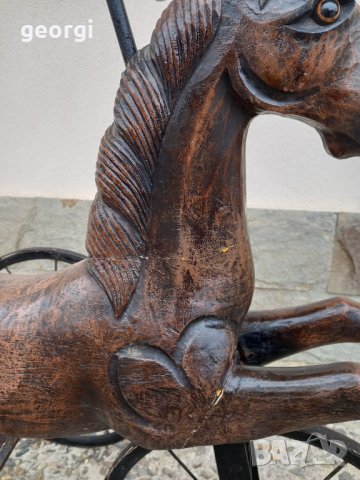 дървено конче триколка антика, снимка 2 - Антикварни и старинни предмети - 43047963