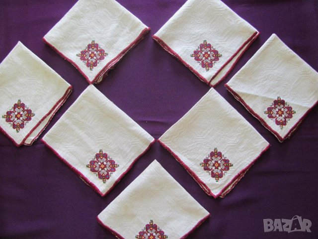 19 век Ръчно Бродирани Салфетки с Фолк Мотиви 7 броя, снимка 11 - Антикварни и старинни предмети - 35399826