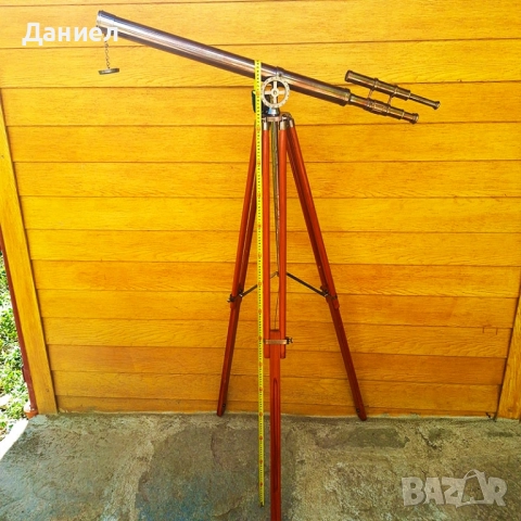 Телескоп, далекоглед от бронз на тринога с античен дизайн, снимка 2 - Други ценни предмети - 51548518