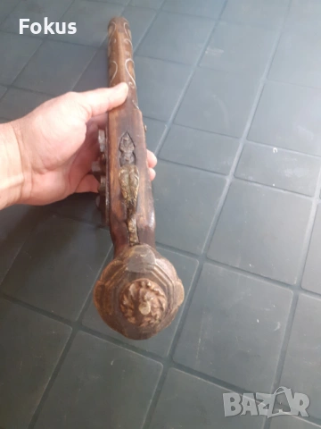 Стар кремъчен пищов с набивки и интарзии от седеф - реплика, снимка 6 - Антикварни и старинни предмети - 53326825