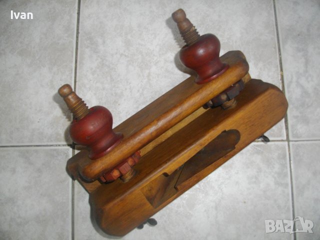 Старинно/Антикварно Профилно Голямо Ръчно Дърводелско Ренде-ОТЛИЧНО Съст-Регулация/Дървени Винтове 