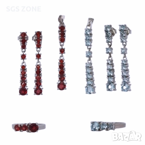 сребърни обеци с топаз или гранат, снимка 6 - Обеци - 52275943
