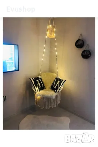 Специална Плетена Люлка Хамак, снимка 2 - Градински мебели, декорация  - 50178123