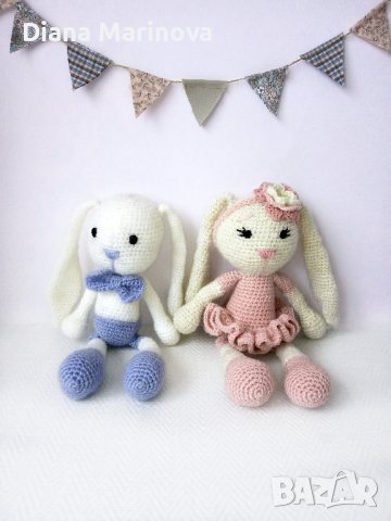 Детска играчка зайче, ръчна изработка, плетени играчки, подарък за дете , снимка 5 - Плюшени играчки - 43142520