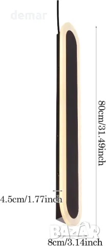 Warmiehomy Външна стенна лампа, алуминиева и акрилна LED стенна лампа, IP67, 80 см, 1620LM, 18W, снимка 4 - Лед осветление - 50398773