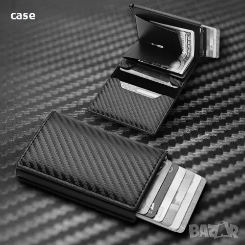 Cardholder портфейл с RFID защита против кражба на данни карбонов компактен дизайн, снимка 5 - Портфейли, портмонета - 49784757