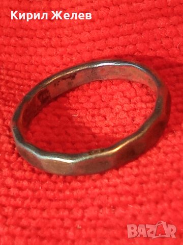 СТАР СРЕБЪРЕН ПРЪСТЕН ТИП МНОГОЪГЪЛНА ХАЛКА ОКСИДИРАНО СРЕБРО 925 РЪЧНА ВИНТИДЖ ИЗРАБОТКА 25185, снимка 2 - Пръстени - 34654816