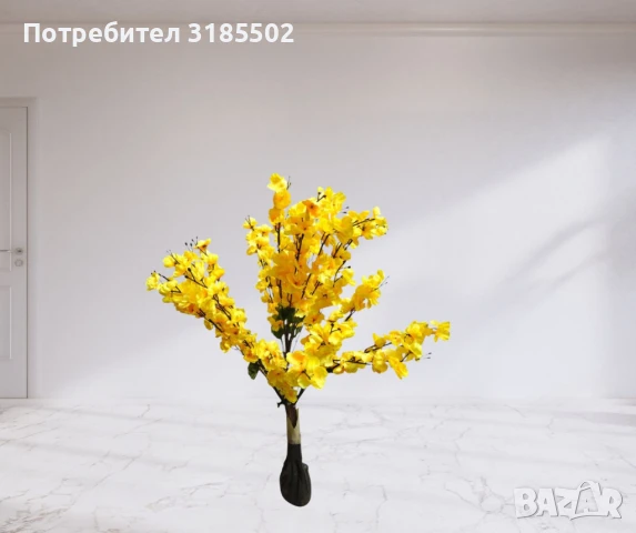 Декоративно изкуствено цвете с жълти цветове, 100см, снимка 4 - Изкуствени цветя - 51227088