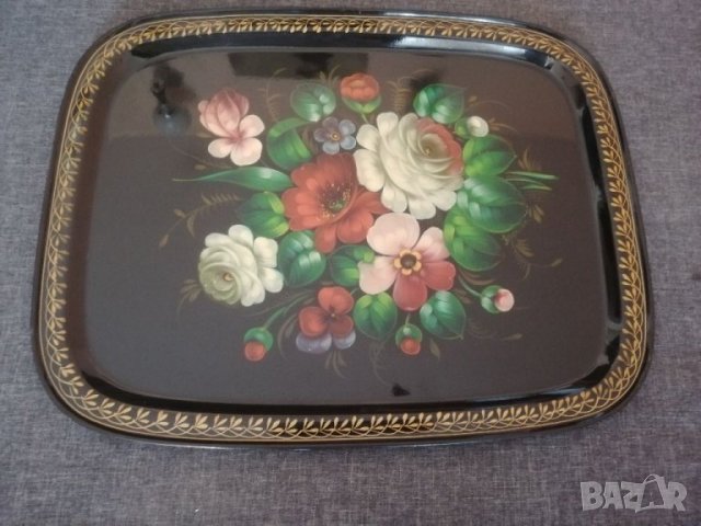 Ръчно рисувана табла, поднос СССР. , снимка 2 - Антикварни и старинни предмети - 33630371