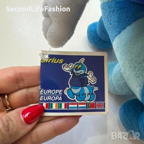 Плюшена играчка Sirius Caterpillar гъсеница от 90-те години, талисман на ЕС от Европейския съюз синя, снимка 4 - Плюшени играчки - 53204127