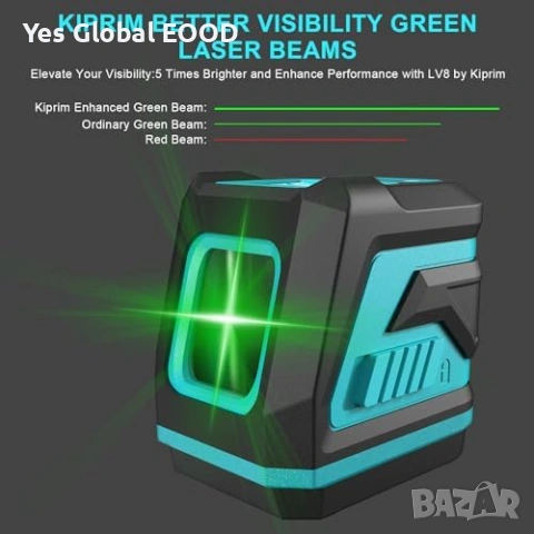 Kiprim LV8 зелен лазерен нивелир самонивелиращ, снимка 3 - Други инструменти - 53442778
