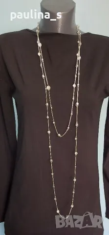 Двуредно колие тип гердан в сребристо , снимка 2 - Колиета, медальони, синджири - 47365811