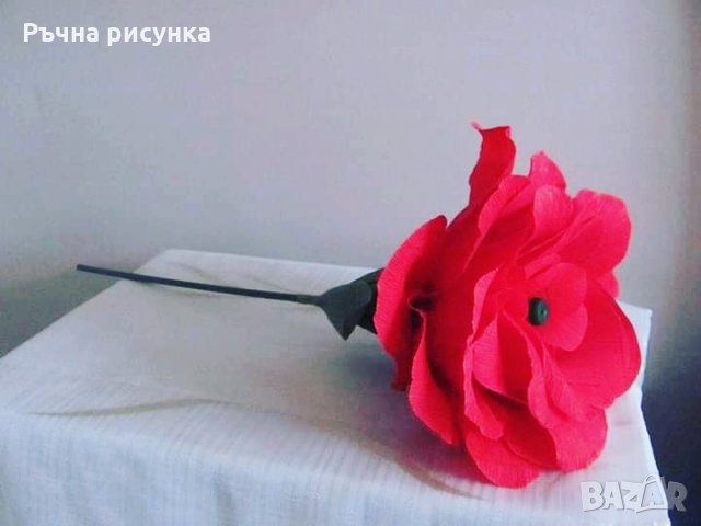 Червена голяма роза , снимка 1 - Изкуствени цветя - 26980497
