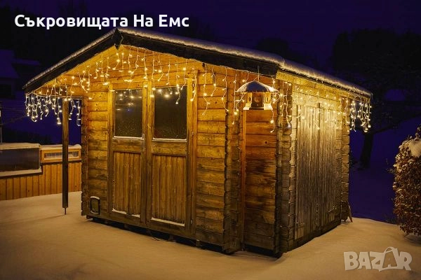 1️⃣2️⃣ Метра Висящи Коледни Лампи Тип Завеса / Топла Бяла Светлина - ⚠️29,90лв. 8режима на Светене I