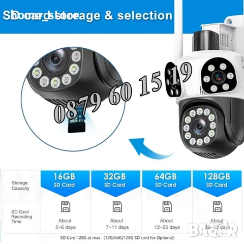 Безжична WiFi IP камера с 3 обектива 12MPx, нощно виждане, 360°, iCSee, снимка 11 - IP камери - 49693392