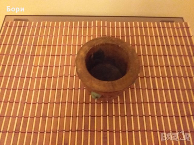 Стара дървена чаша резбована, снимка 2 - Антикварни и старинни предмети - 27406426