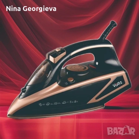 Ютия Voltz, 3000W, 420мл., Керамична плоча, Черна със златно, снимка 3 - Други - 53408725