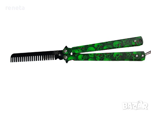 Нож Ahelos, Тип гребен, Тренировъчен, Метален, Зелен, снимка 1