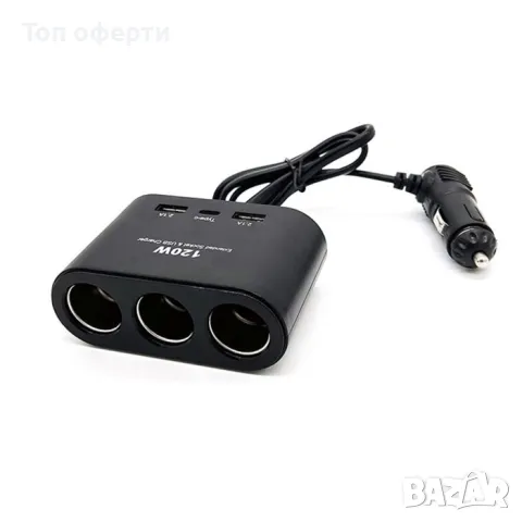 Разклонител за запалка Olesson 3-ка + 2 USB + C-Type 1653