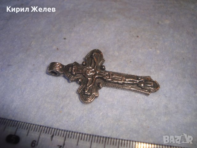 КРАСИВО МЕСИНГОВО РАЗПЯТИЕ НАГРЪДНО КРЪСТЧЕ ПОСРЕБРЕНО 12246, снимка 7 - Други ценни предмети - 36974309