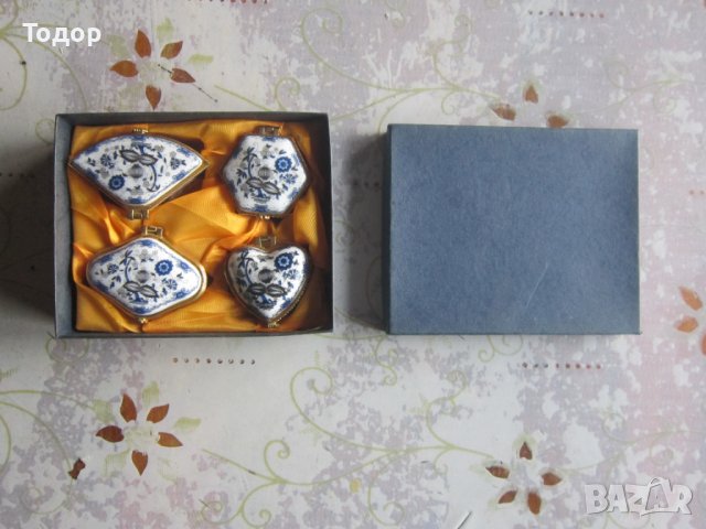 Порцеланов Комплект кутийка за хапчета бижута , снимка 1 - Колекции - 38064635