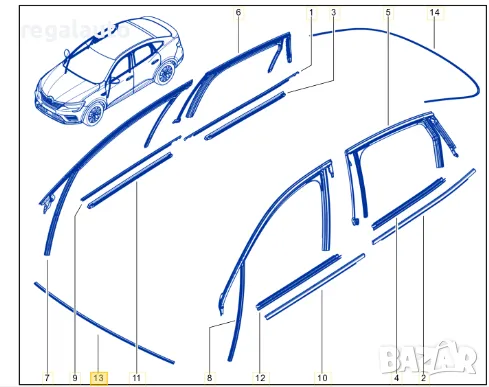727147969R,лайсна уплътнение под челно стъкло RENAULT ARKANA