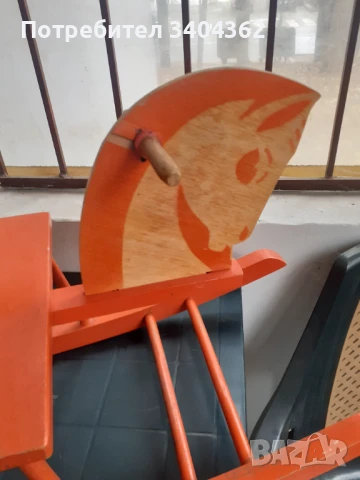 Старо голямо детско дървено конче играчка люлка Соц., снимка 2 - Антикварни и старинни предмети - 50983873